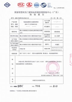 Test report electrophoretic painted aluminum alloy building profiles
