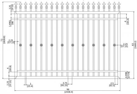 72X96 inch Spear Fence Sliding Door