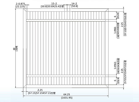 60X64.25 inch sliding fencing gate (2 inch)
