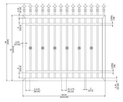 60X64.25 inch spear sliding gate