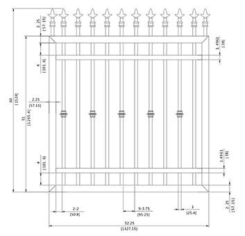 60X52.25 inch spear sliding gate