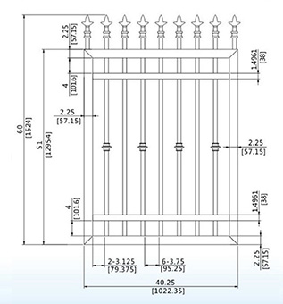60X40.25 inch spear sliding gate