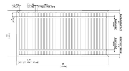 48X96英寸护栏推拉门(私密型)