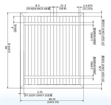48X40.25英寸护栏推拉门(2寸)